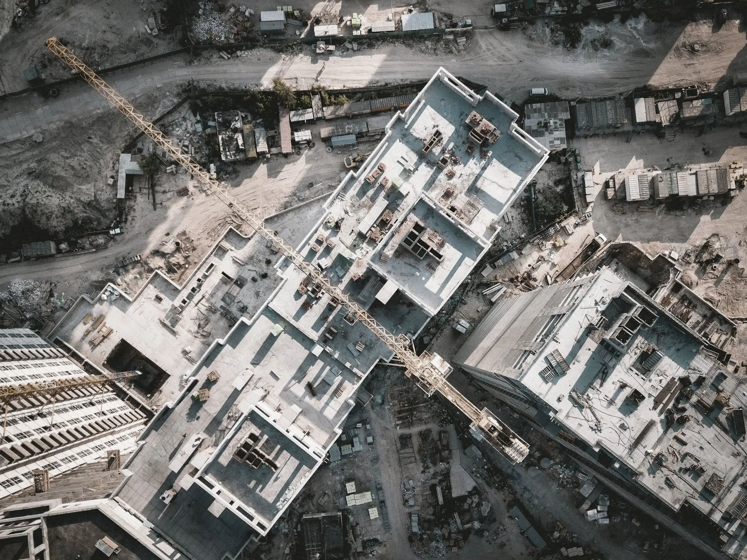 Aerial view of an urban development site